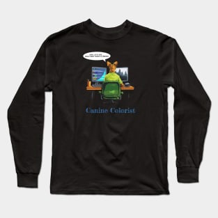 Canine Colorist - Dog on Black Long Sleeve T-Shirt